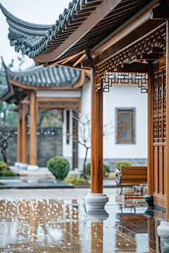 精美的中式建筑特写