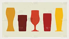 矢量海报与各种类型的啤酒杯