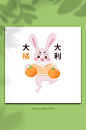 大吉大利兔年动物系列动作表情包元素插画