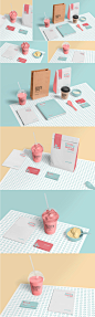 冰淇淋杯VI样机展示模型mockups 