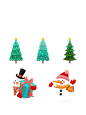 圣诞节圣诞树雪花雪人元素矢量插画海报素材