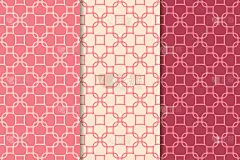 樱桃红几何图案。无缝模式集