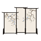 新中式古典屏风隔断客厅布艺玄关办公实木小户型可移动牛角座屏-淘宝网