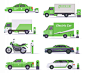 Eco cars. save weather electricity vehicles vector green collection Premium Vector