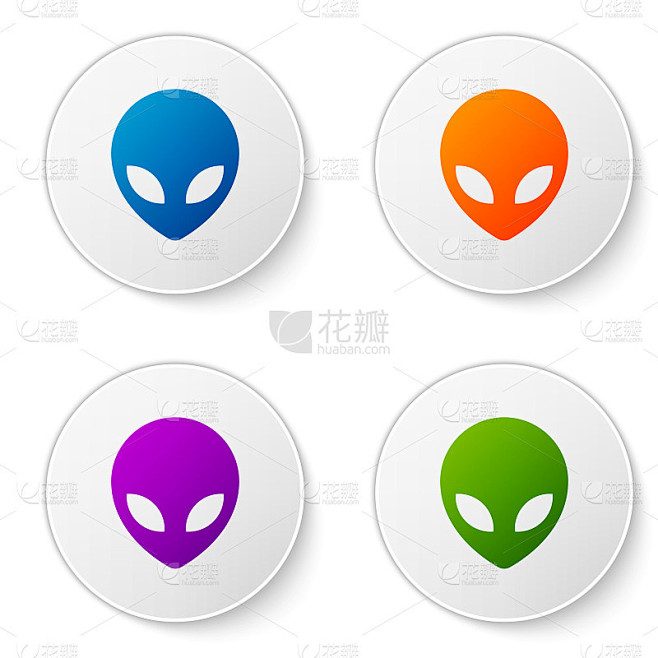 Color Alien icon isolated on white background. Ext素材-花瓣网