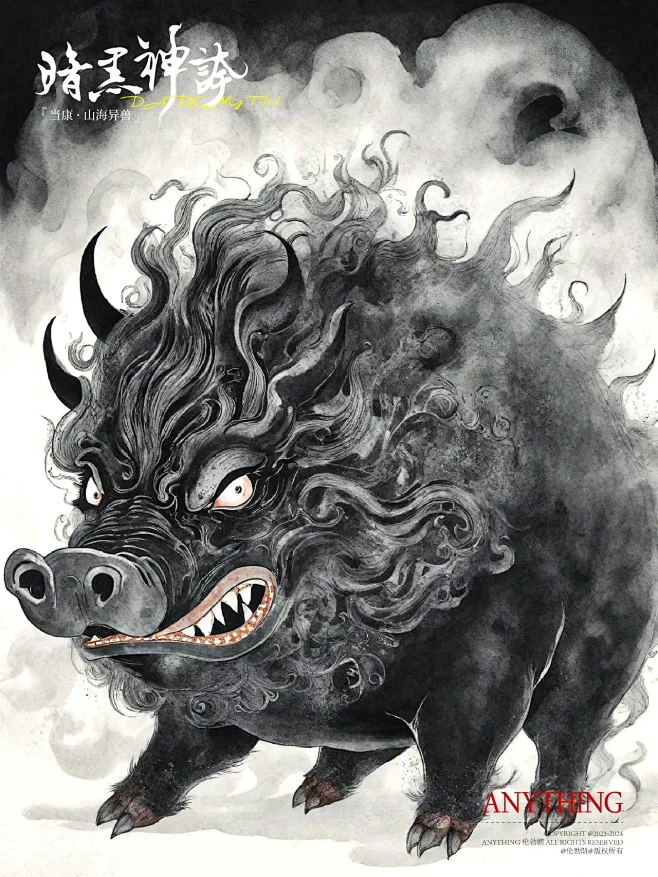 山海经异兽录丨国风水墨工笔插画当康（一）