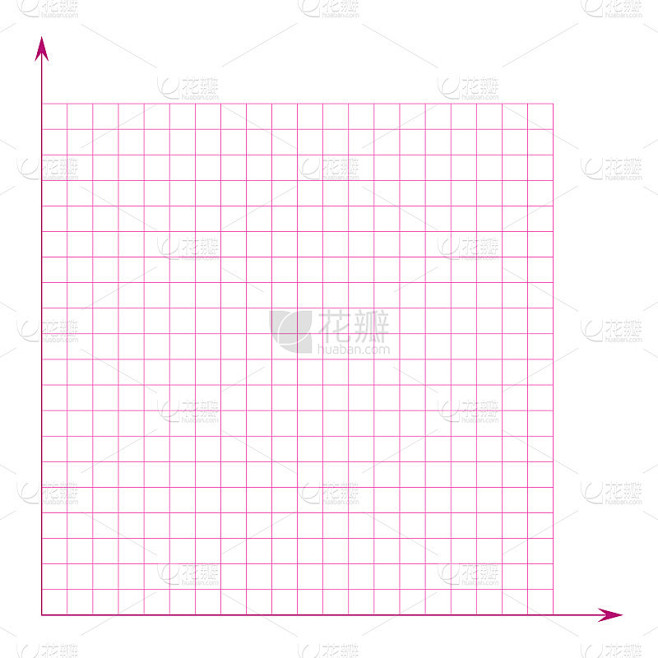 方格纸。数学图形。笛卡尔坐标系，x轴，y轴。正方形背景与彩色线。几何图案适用于学校、教育。衬空白透明