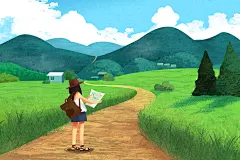 清新绿色高端大气旅行的意义插画