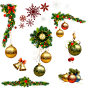 圣诞节背景小元素#彩带#圣诞球彩球#圣诞树