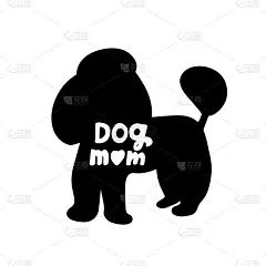 狮子狗剪影中的狗妈妈短语。狗友好的海报。矢量字体。黑色墨水短语在白色孤立的背景海报，贴纸，贺卡或t恤