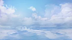 唯美的动漫天空云朵场景图片插画