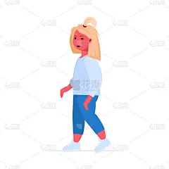 漂亮的小女孩可爱的孩子站姿的女性卡通人物全长