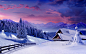 General 1920x1200 mountains cottage winter snow snowy peak forest fence clouds valley sunset white nature landscape