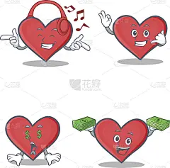 套以听音乐叫我钱眼的心字矢量插图