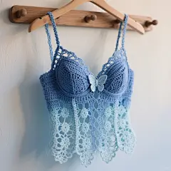 钩织海蓝背心（附图解） - 小红书