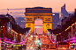 華麗的凱旋門在巴黎，法國。 #景点# #夜景#