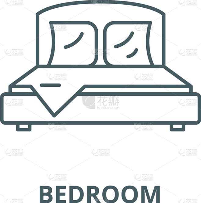 轮廓,卧室,概念,线图标,直的,就寝时间...