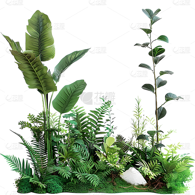 植物通用绿色实景景观绿植组合元素素材