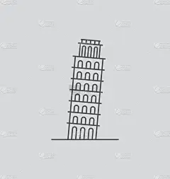比萨斜塔线条图