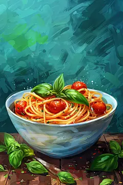 西餐意面西餐插画绘画