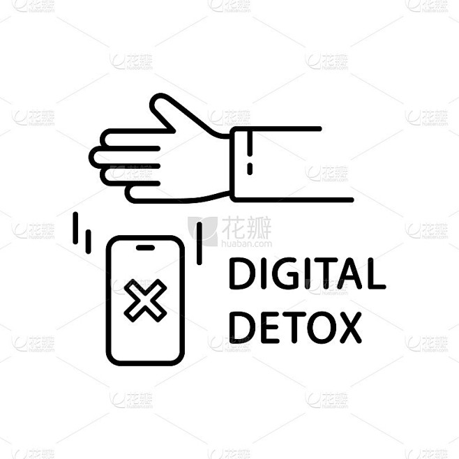 数字排毒海报。线性图