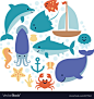 Set of sea animals in circle isolated on white vector image on VectorStock : Set of sea animals in circle isolated on white background. Design for invitation, banner, card, poster, print. Art vector Illustration. Download a Free Preview or High Quality Ad