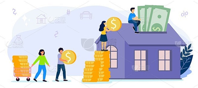 攒钱买房还是攒钱买房矢量插图概念规划攒钱买房