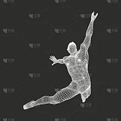 人正在摆姿势和跳舞。人的3D模型。运动的象征。矢量插图。
