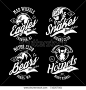 Vintage furious bear, hornet, snake and eagle bikers gang club isolated vector logo. Street superior wear mascot badge design. Premium quality wild animal emblem t-shirt tee print illustration.