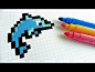 其中包括图片：Handmade Pixel Art - How To Draw a Dophin  #pixelart