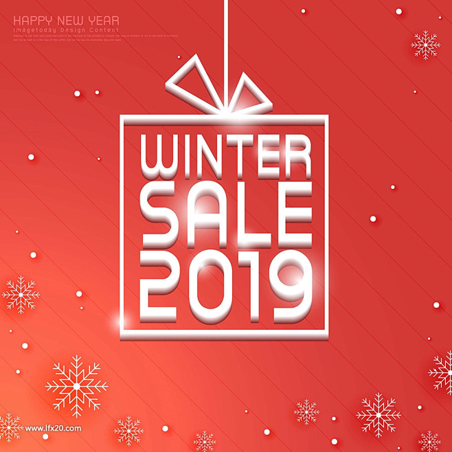 2019雪花星星几何彩色背景新年海报AI...