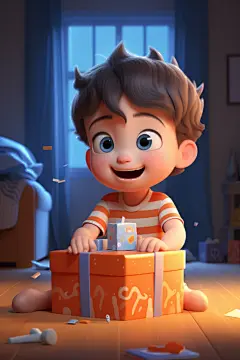 礼物肖像卡通小孩模型图片