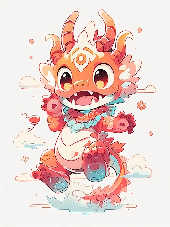 2024龙年插画／可爱卡通龙形象／龙年IP-花瓣网
