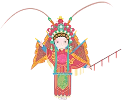 手绘卡通脸谱京剧戏剧人物免扣素材PNG