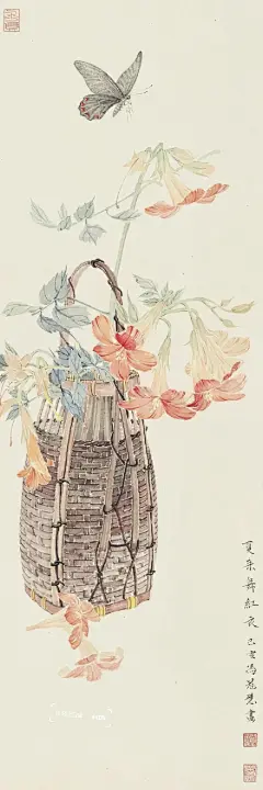 每日国画灵感分享-041｜竹篮鲜花，花鸟淡墨_2_轻上云雀_来自小红书网页版