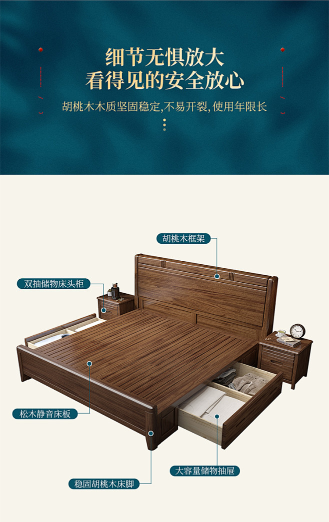 床现代简约实木床1.5米1.8主卧双人床...