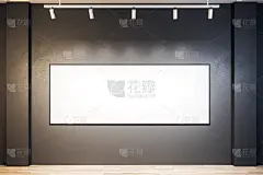 现代展厅内部, 墙上有空海报。模拟, 3d 渲染 