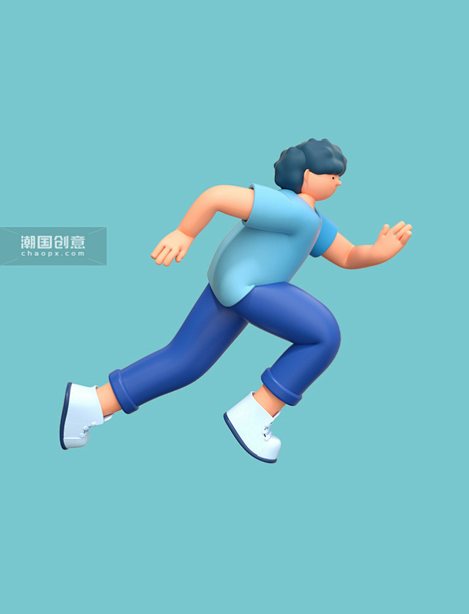 3D体育运动人物跑步奔跑图片_潮国创意