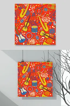 创意橙色音乐节涂鸦矢量素材