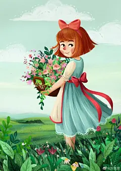 绘本插画超话
【绿色调插画灵感】最近雨水逐渐增多，植物长的都绿油油的，by Justyna Hołubowska-Chrząszczak
#插画# ​​​​