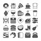 食物和饮料的图标集——对象Food And Drinks Icons Set - Food Objects面包店、黑色、瓶子、面包、早餐、汉堡、蛋糕,厨师,鸡肉,咖啡,晚餐,喝酒,鱼,食物,叉,图标,图标,说明,午餐,肉,菜单,披萨,盘子,餐厅,集,标志,符号,茶,矢量,葡萄酒 bakery, black, bottle, bread, breakfast, burger, cake, chef, chicken, coffee, dinner, drink, fish, food, fork, icon