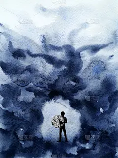 人类精神的力量心灵的治愈水彩画插图设计手绘