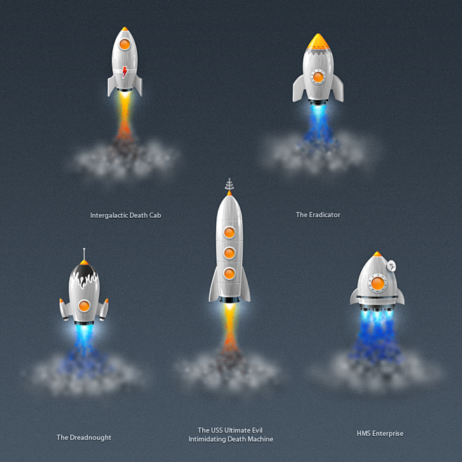 多个火箭图标PSD下载