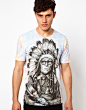 【英国代购】 Rook T-Shirt 男士修身印第安人头像短袖T恤 新款