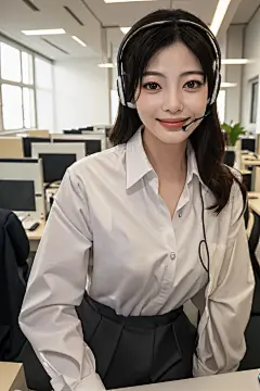 现代商务女性客服人物肖像摄影图