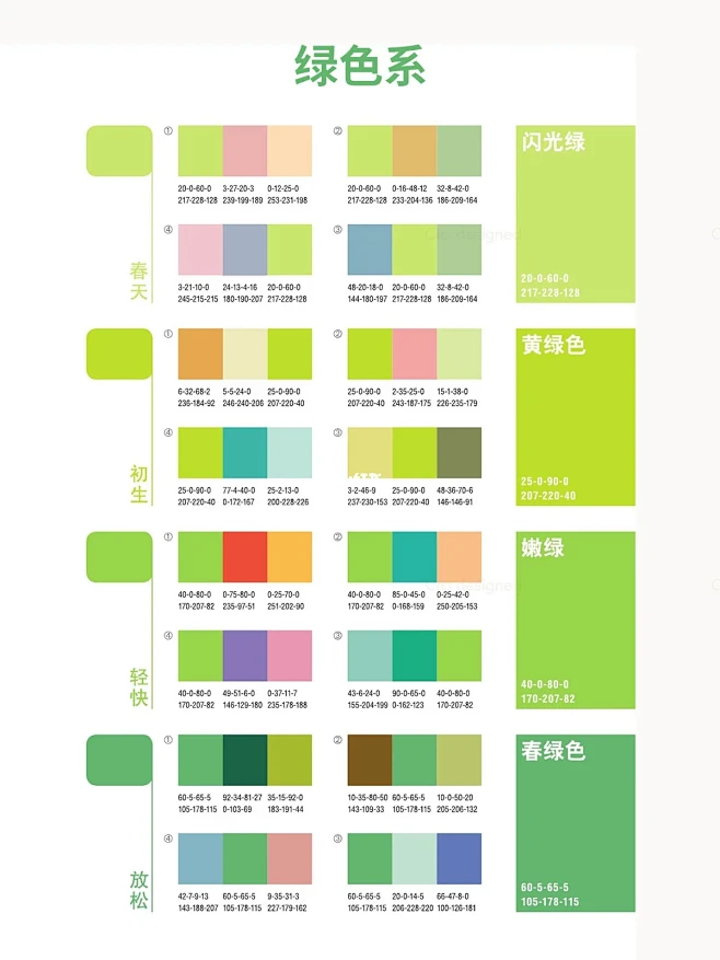 色彩搭配 | 7组绿色的配色方案-花瓣网