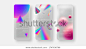 Mobile application screen page backgrounds set with plastic transparent effect and neon color iridescent shapes and elements. User interface app template. Eps10 vector.