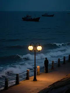 清晨路灯摄影风格自然风景美景背景图