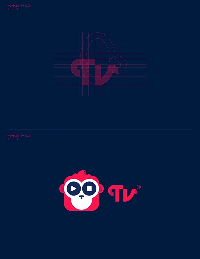 国外电视台猴子形象标志logo设计