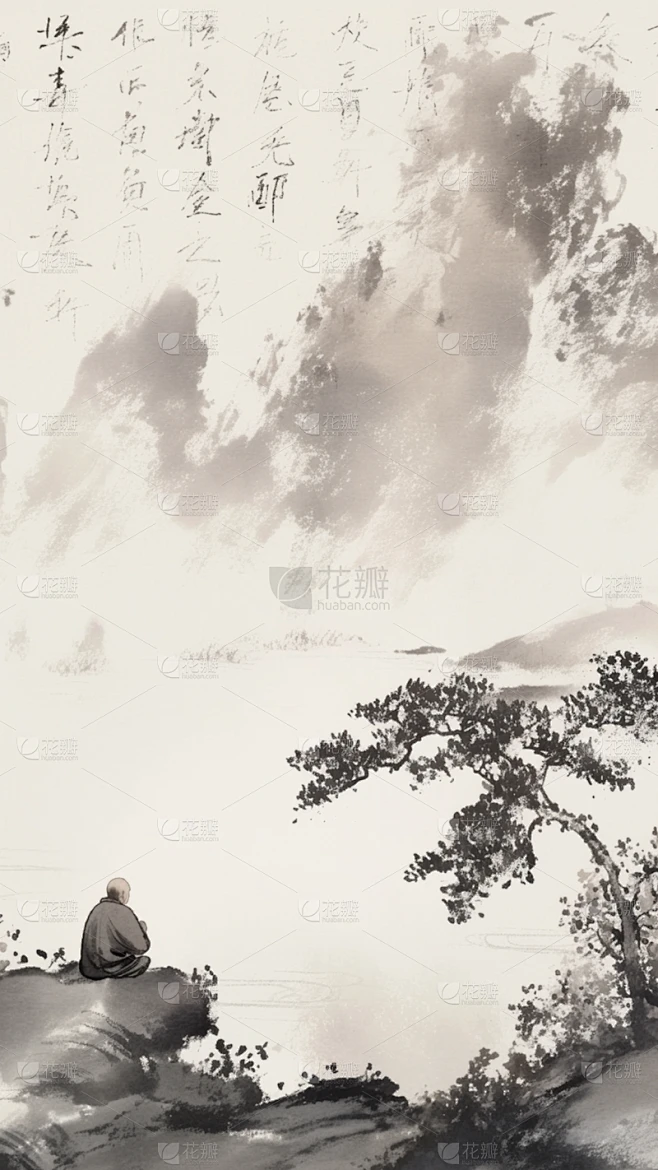 中国风新中式毛笔字水墨渐变背景图片素材-花瓣网